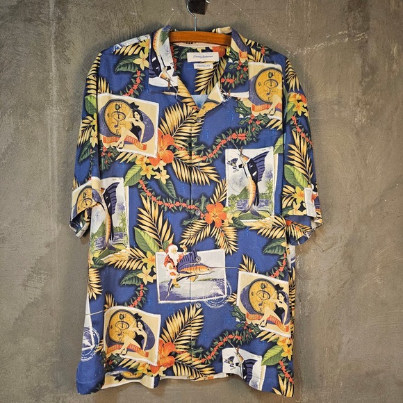 Tommy Bahama Other - Tommy Bahama Silk Shirt XL‎ Christmas Santa Cocktail Marlin Pinup Tuxedo Holiday